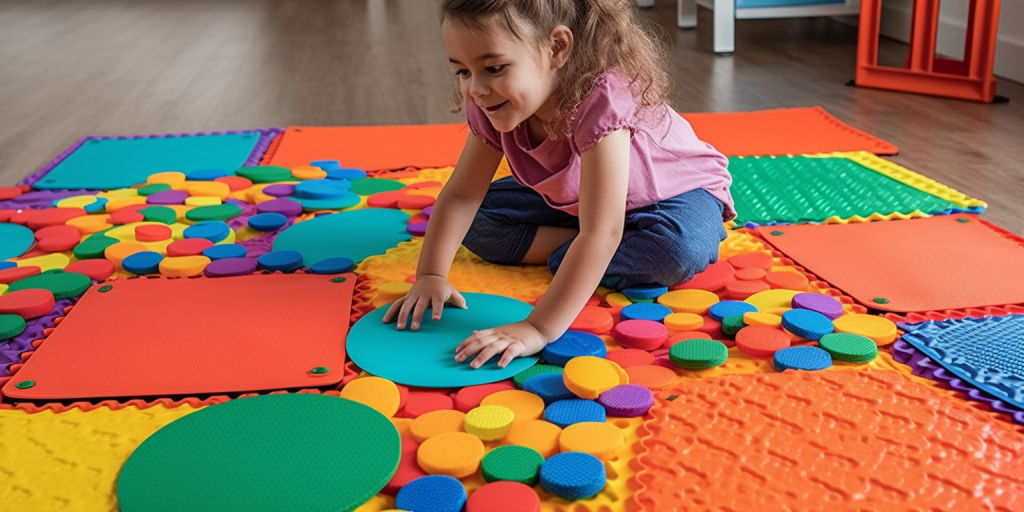 Zelfgemaakte sensory speelmat: creatief buitenspeelgoed