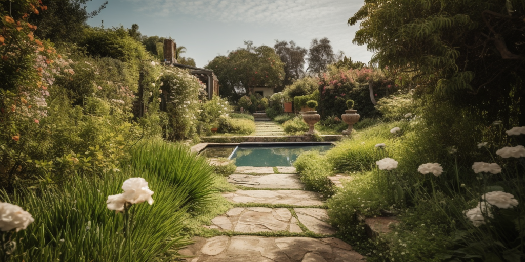 Mijn unieke tuinpad-ideeën voor bij het zwembad