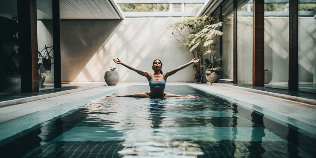 Buiten Yoga in mijn eigen zwembad