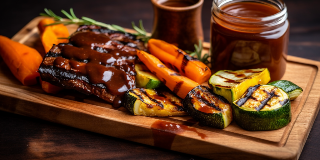 De Ambachtelijke Barbecue met zelfgemaakte BBQ-saus en gegrilde groenten