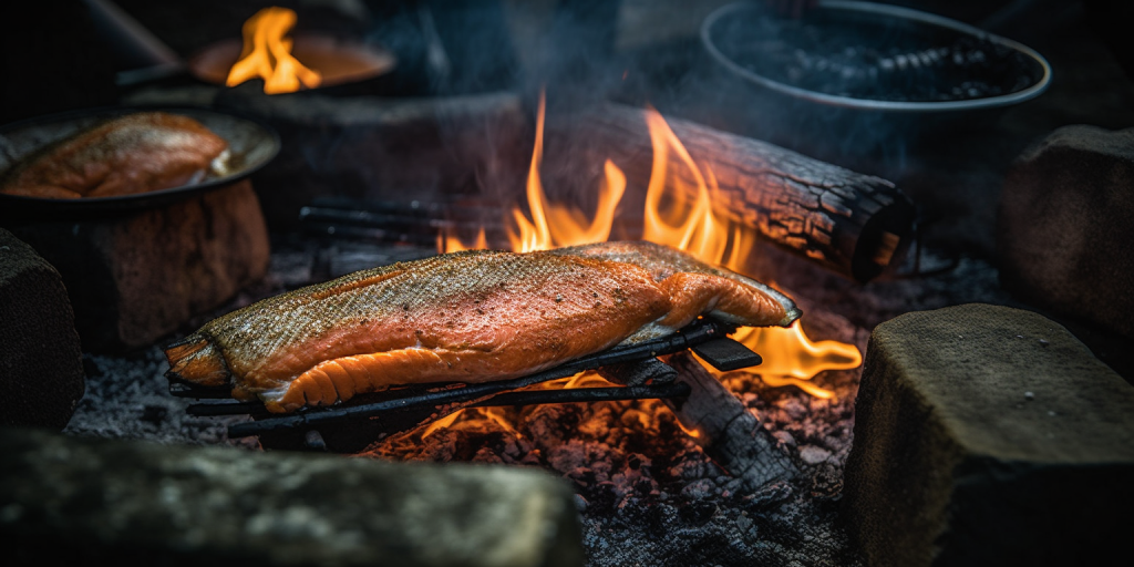 Outdoor koken: Zalm grillen op het kampvuur