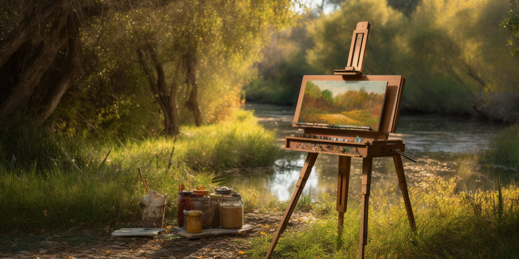 Kleurrijk buiten schilderen in de natuur