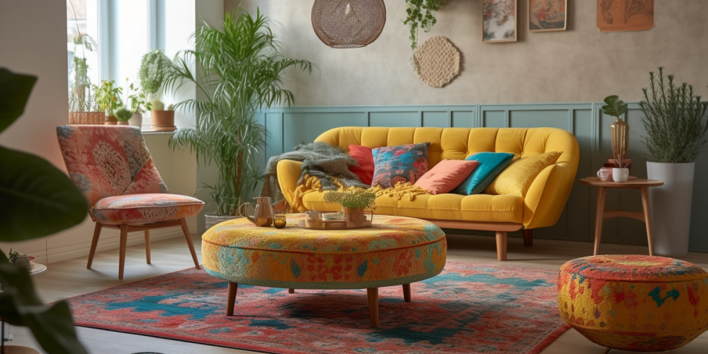 Een kleurrijke retro woonkamer