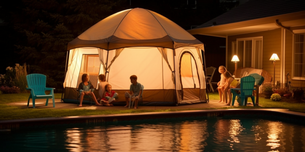 Kamperen bij het zwembad