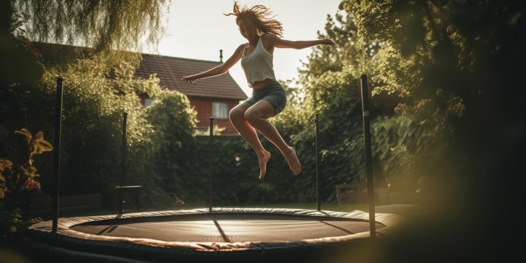 Buitenspelen Met Een Trampoline