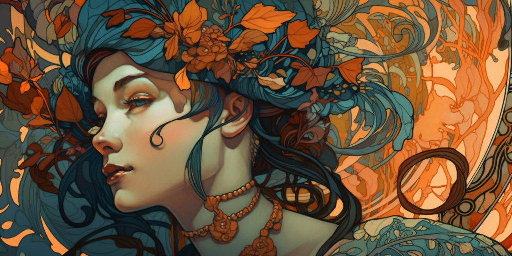 Dromerige schilderkunst in Art Nouveau-stijl